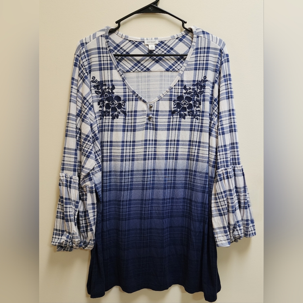 Westport Floral Ombré Blouse Women's Plus Size 3X